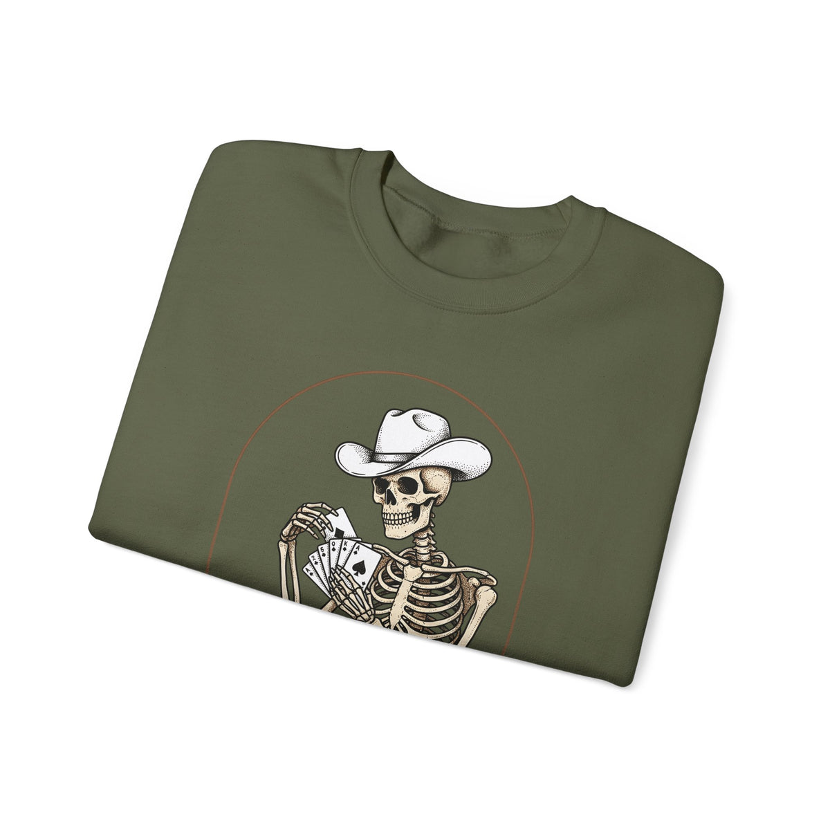 Skeleton Rancher Sweatshirt Halloween Cowboy Gear Gift Women Shabby Chic Sweatshirt Skeleton Sweatshirt Horror Fan Distressed Graphic Sweatshirt Doodle Card