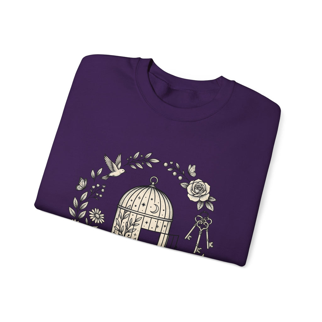 Cage Bird Sweatshirt Floral Environment Gift Women Earthy Sweatshirt Aviary Sweatshirt Flower Fan Botanical Sweatshirt Eco Graphic Antique Bloom Sweatshirt