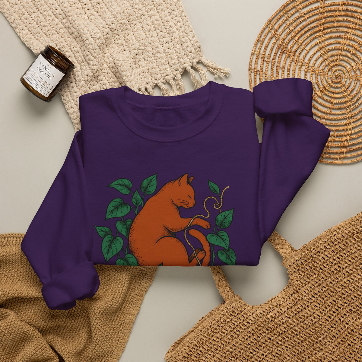 Cat Graphic Sweatshirt Cat Mom Animals Gift Women Hand Drawn Sweatshirt Kitten T