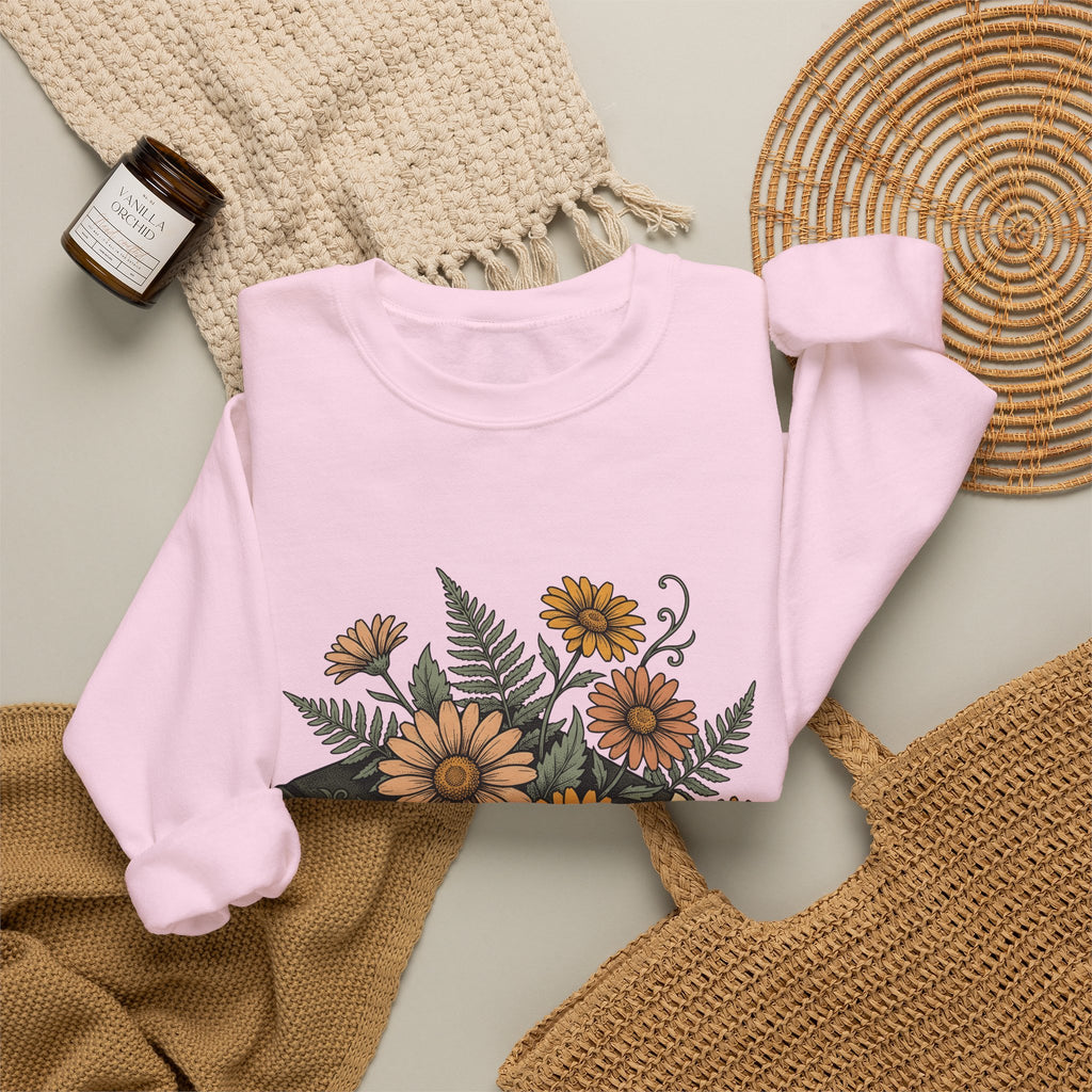Botanical Book Sweatshirt Boho Chic Blossom Gift Women Plant Drawing Sweatshirt Floral Sweatshirt Bohemian Fan Illustrated Sweatshirt Flower Graphic Hand Drawn