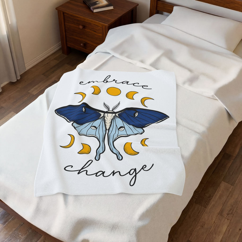 Luna Moth Blanket Boho Chic Occult Gift Women Hippie Blanket Actias Luna Blanket Bohemian Enthusiast Psychedelic Blanket Mystical Graphic Sleek