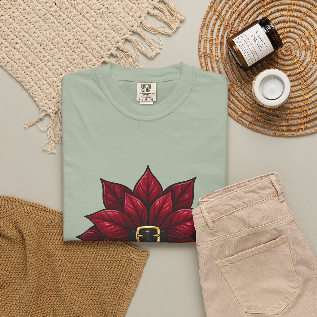 Poinsettia Flower T-Shirt Christmas Floral Gift Women Cartoon T-Shirt Christmas Flower T-Shirt Christmas Fan Comic T-Shirt Floral Graphic Bold