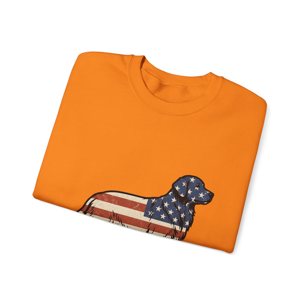 Golden Retriever Sweatshirt 4th Of July Pets Gift Women Retro Sweatshirt Dog Sweatshirt Independence Day Fan Vintage Sweatshirt Animal Graphic Sketch Usa Flag