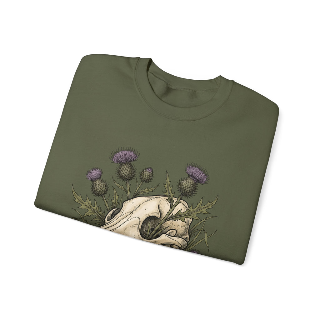 Animal Skull Sweatshirt Animals & Flowers Spooky Gift Women Sketch Sweatshirt Cranium Sweatshirt Wildlife Fan Illustration Graphic Sweatshirt Hand Drawn