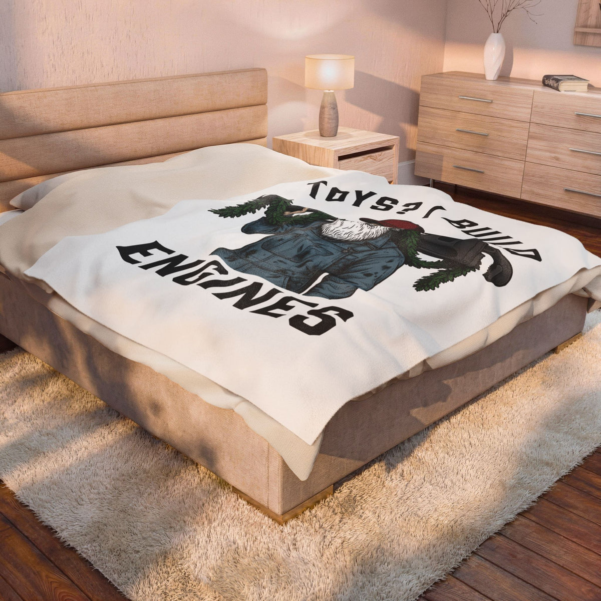 Santa Fixer Blanket Christmas Vehicles Gift Women Classic Blanket Kris Kringle Blanket Xmas Fan Vintage Car Graphic Blanket Line Art Mechanic Tool