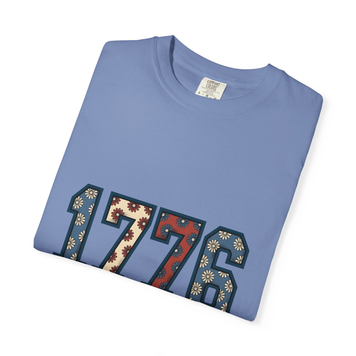 Floral Numerals T-Shirt 4th Of July Freedom Gift Women Vintage T-Shirt Number T-Shirt Independence Fan Distressed Graphic T-Shirt Retro Daisy