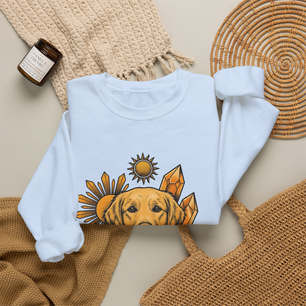Golden Retriever Sweatshirt Dog Sunlight Gift Women Bohemian Sweatshirt Retriever Sweatshirt Dog Fan Puppy Sweatshirt Sunshine Graphic Retro Crystals Sweatshirt