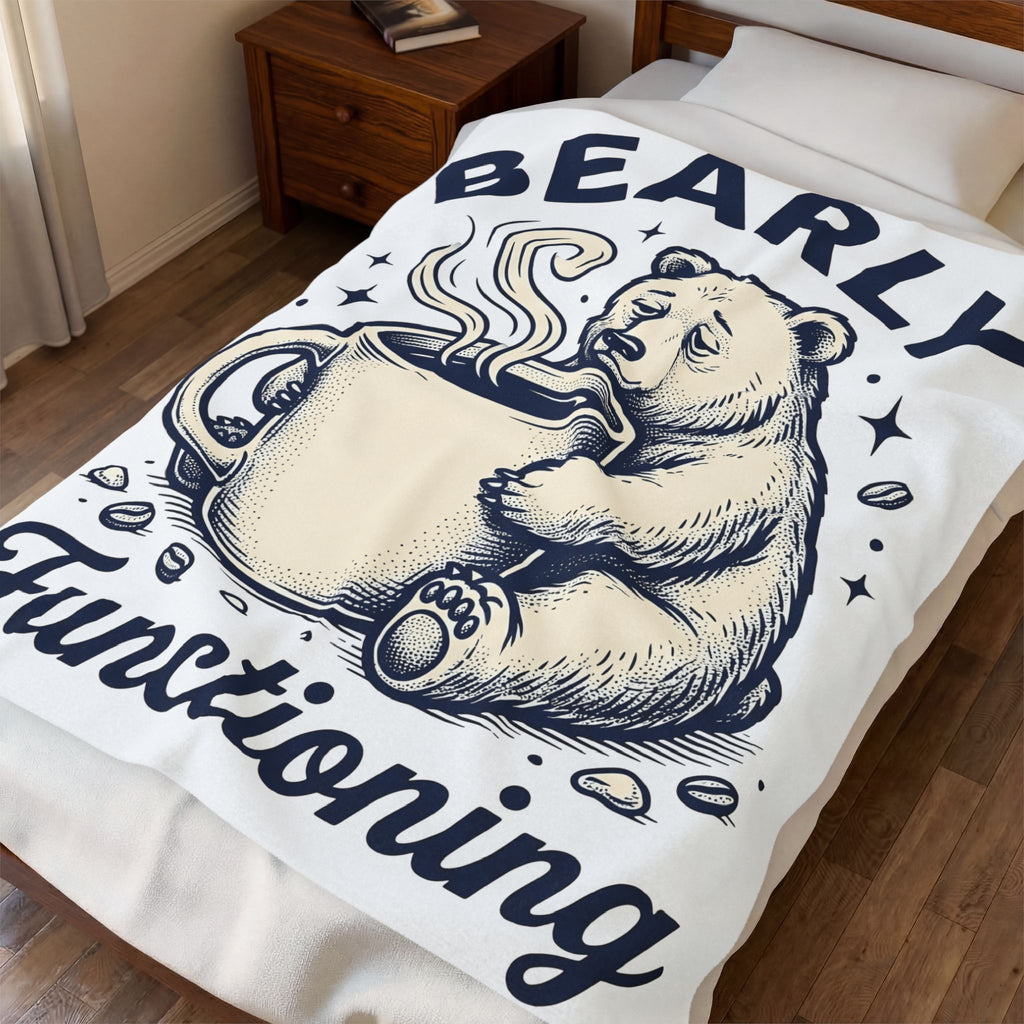 Grizzly Coffee Cup Blanket Funny Creatures Gift Women Doodle Blanket Coffee Blanket Blanket Humor Fan Cartoon Blanket Beast Graphic Line Art Coffee