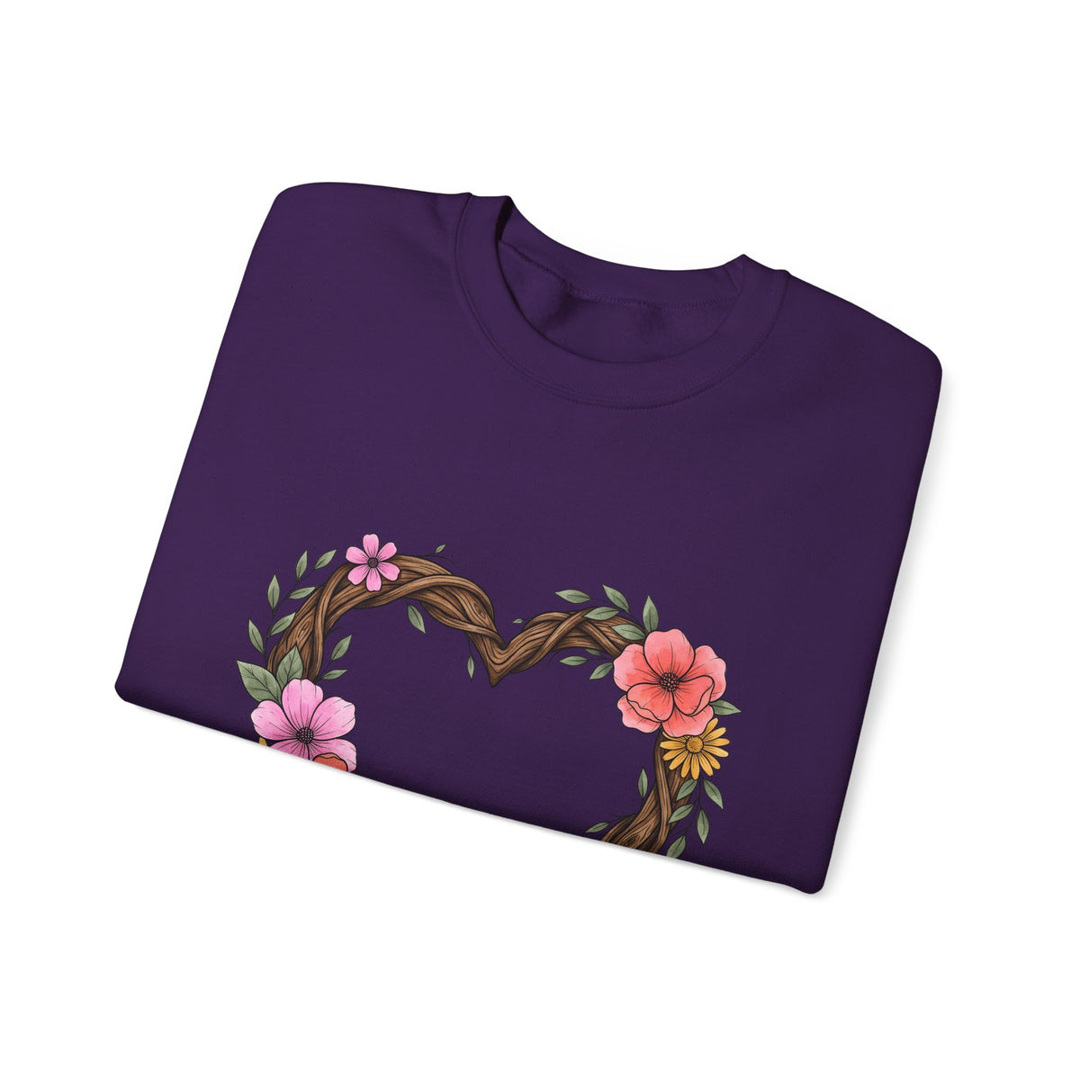 Floral Heart Sweatshirt Boho Chic Nature Gift Women Hand Drawn Sweatshirt Heart Sweatshirt Bohemian Fan Illustrated Sweatshirt Environmental Graphic Botanical