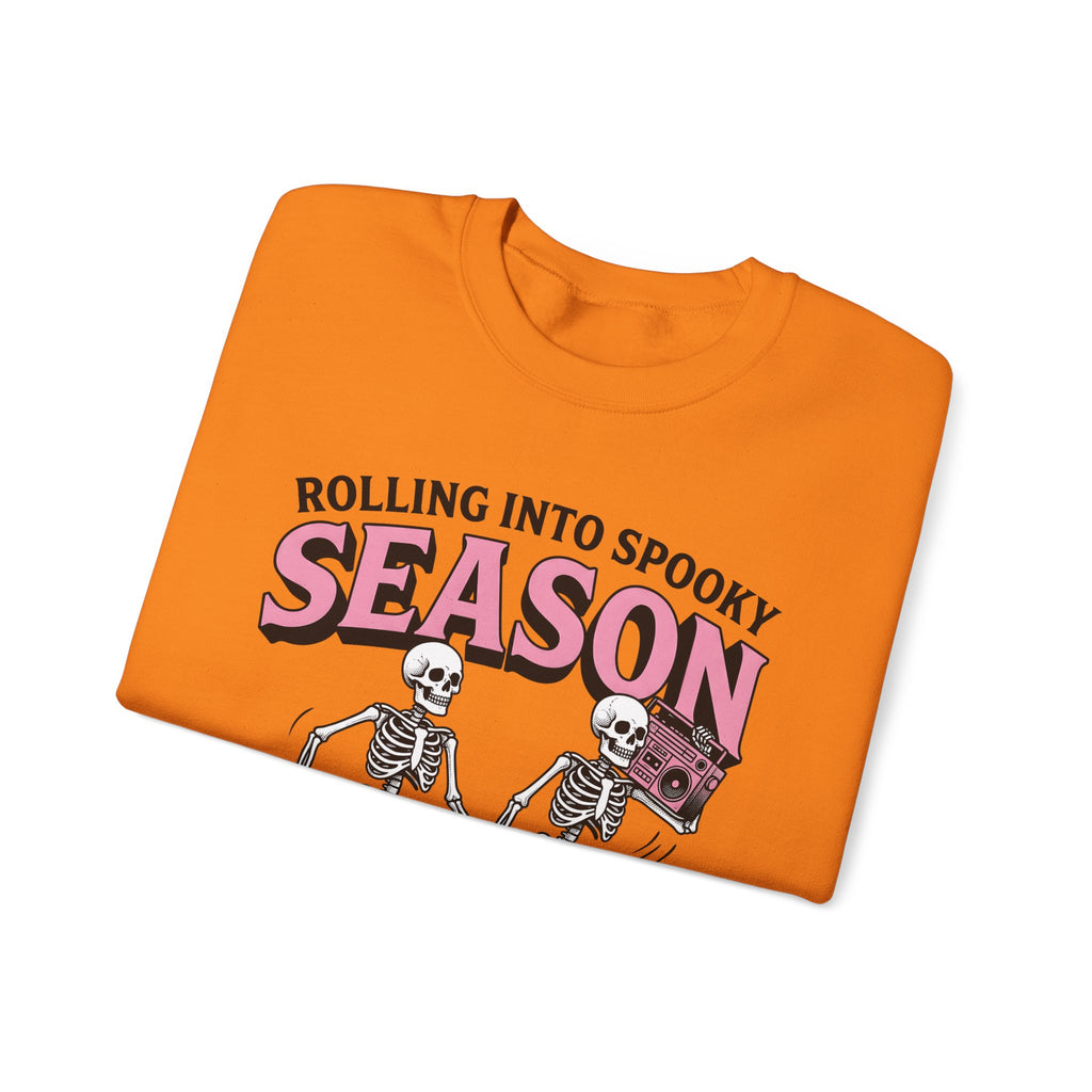 Skull Roller Skate Sweatshirt Halloween Celebration Gift Women Vintage Sweatshirt Roller Skating Sweatshirt Spooky Fan Retro Sweatshirt