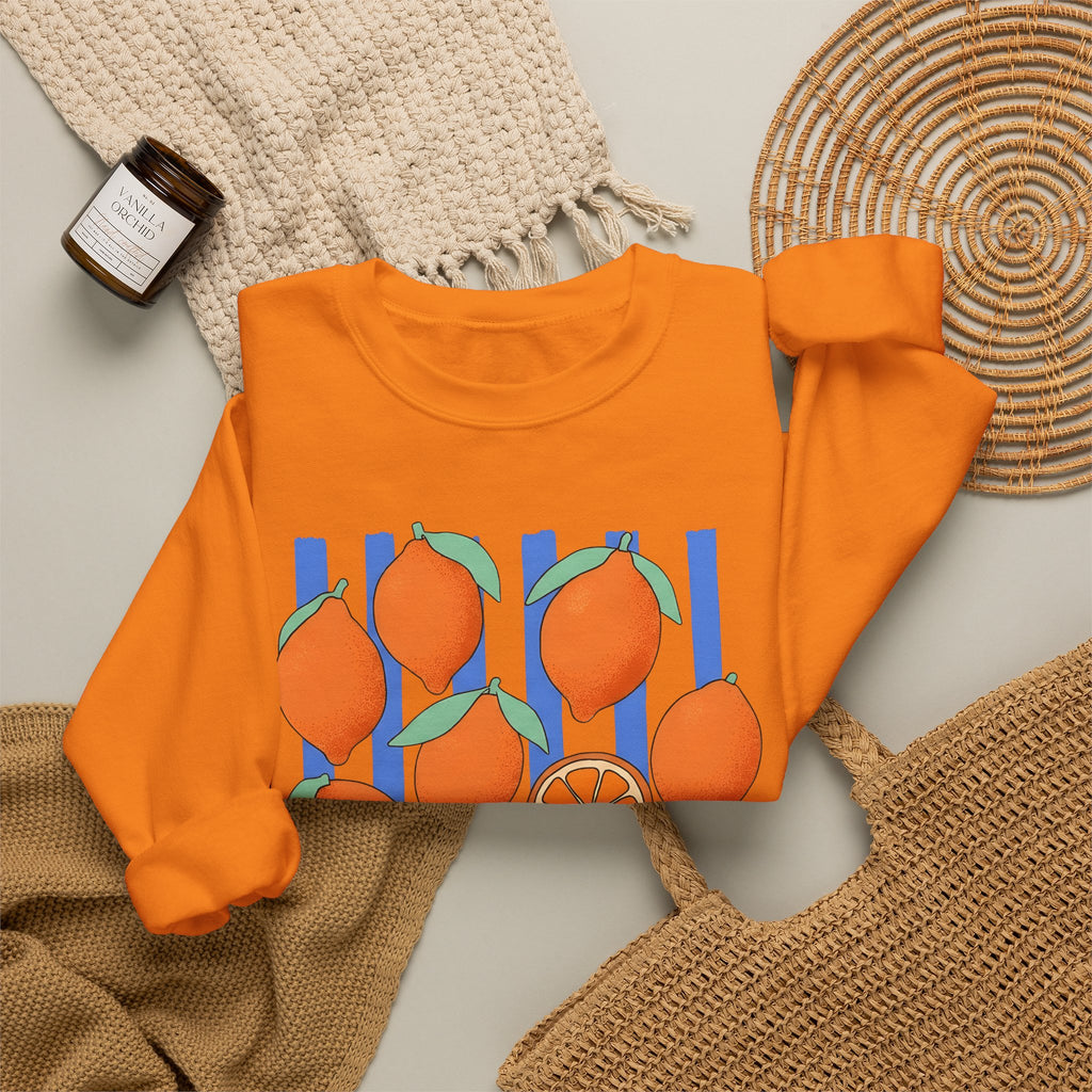 Lemon Fruit Sweatshirt Drinks Vacation Gift Women Cartoon Sweatshirt Citrus Sweatshirt Beverage Fan Cocktail Graphic Classic Orange Segment Sweatshirt