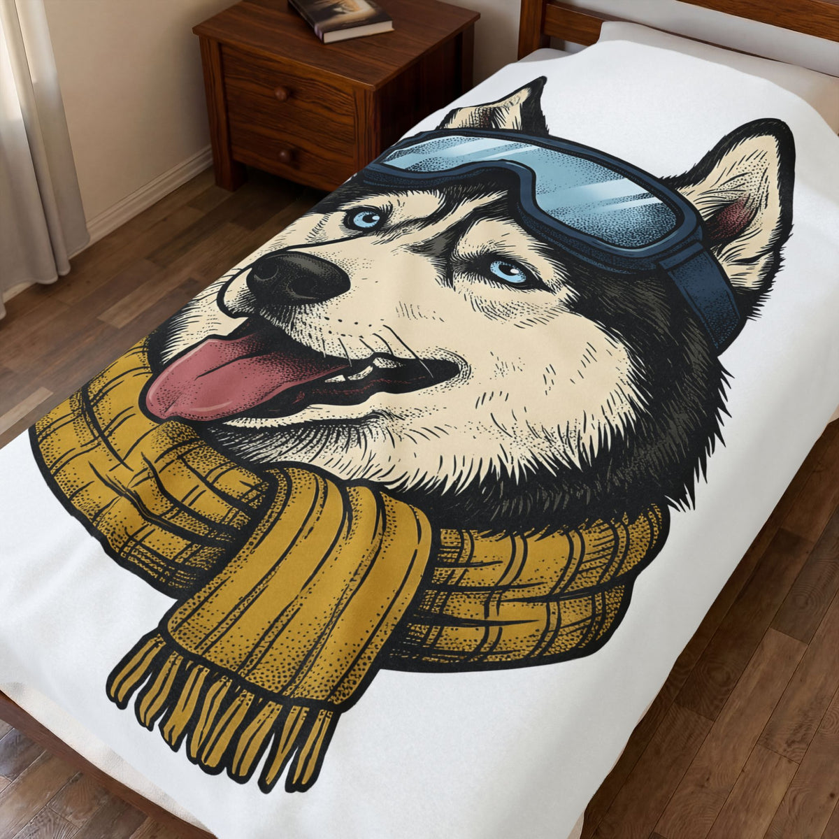 Husky Wolf Blanket Dog Snow Gift Women Line Art Blanket Wolfdog Blanket Dog Fan Siberian Graphic Blanket Hand Drawn Neckerchief Blanket