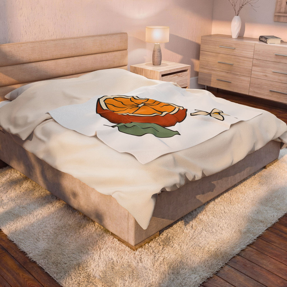 Tangerine Segment Blanket Boho Chic Gardening Gift Women Modern Blanket Mandarin Blanket Bohemian Fan Contemporary Blanket Gardener Graphic Classic