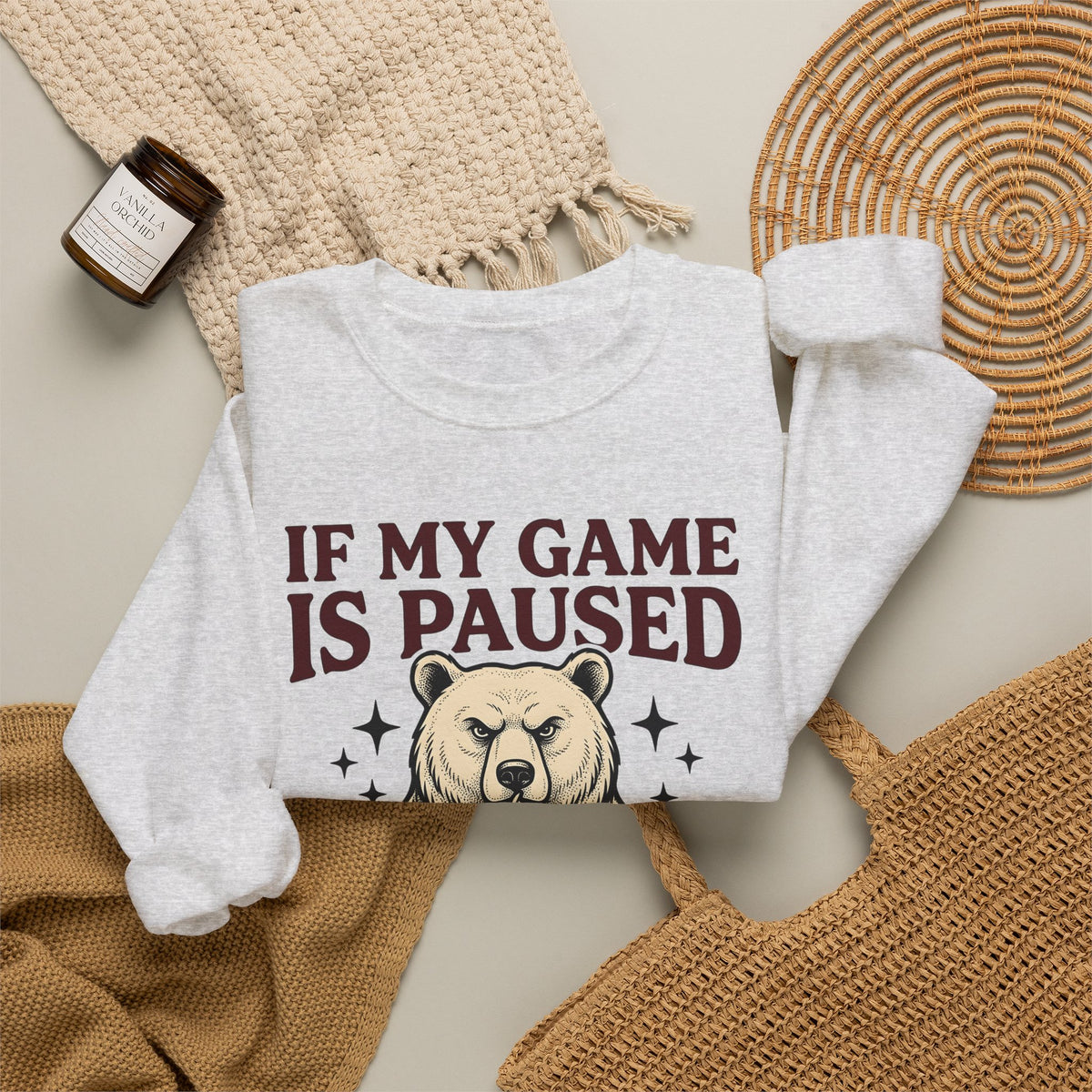Gamer Bear Gaming Creature Gift Cartoon Teddy Gamer Fan Comic Creature Old School Controller Sweatshirt
