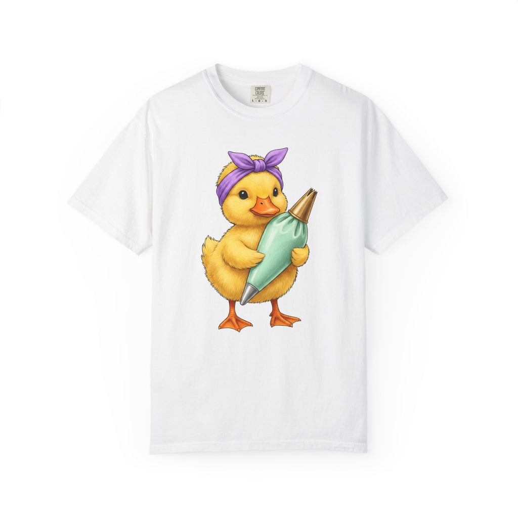 Duck Baker T-Shirt Moms Confectionery Gift Women Cartoon T-Shirt Duck T-Shirt Motherhood Fan Toon T-Shirt Pastry Graphic Outline Bandana T-Shirt