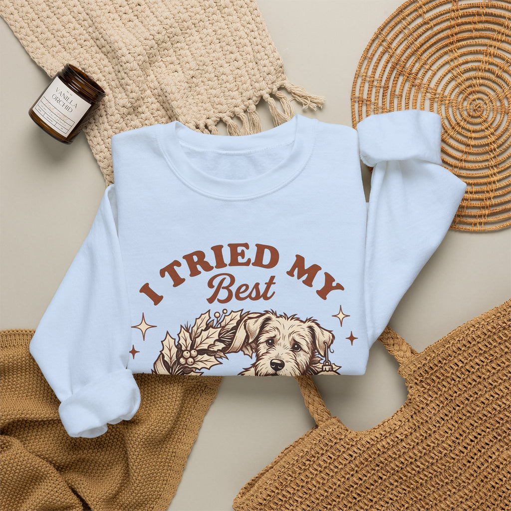 Dog Garland Sweatshirt Christmas Pets Gift Women Classic Sweatshirt Dog Swag Sweatshirt Xmas Fan Doggy Graphic Sweatshirt Doodle Bauble Sweatshirt