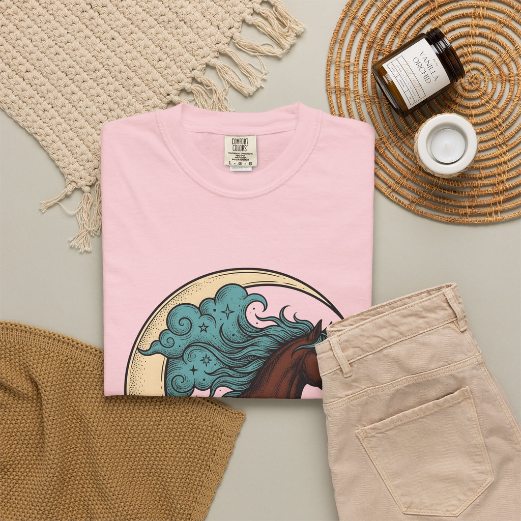 Horse Moon T-Shirt Cowgirl Western Gift Women Boho T-Shirt Equine T-Shirt Rodeo Fan Cowboy Graphic Western Design T-Shirt Boho T-Shirt Vintage Stars