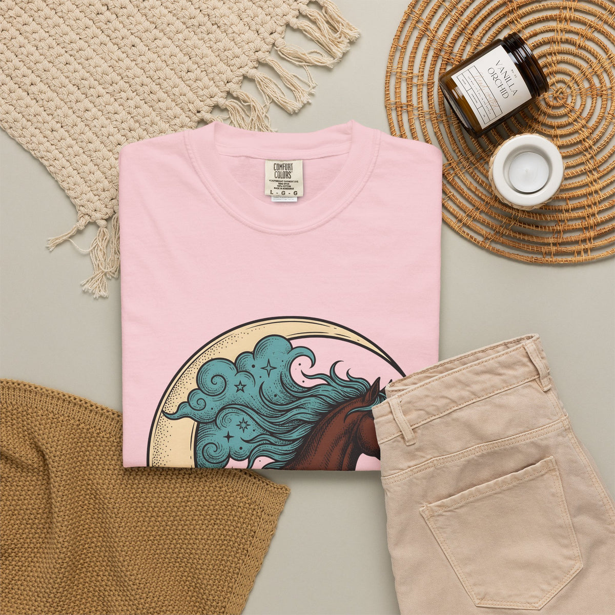 Horse Moon T-Shirt Cowgirl Western Gift Women Boho T-Shirt Equine T-Shirt Rodeo Fan Cowboy Graphic Western Design T-Shirt Boho T-Shirt Vintage Stars