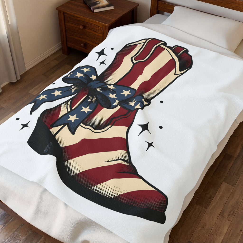 Western Boot America 4Th Of July Cowboy Gift Rustic Boot Patriot Fan Cowboy Old Blanket