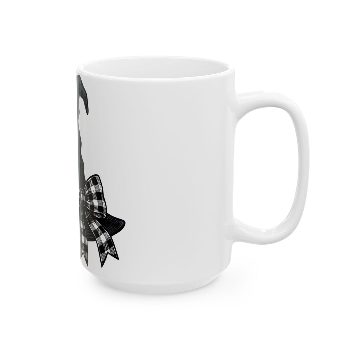 Witch Hat Mug Halloween Sorcery Gift Women Cartoon Mug Wizard Hat Mug Halloween Fan Comic Mug Magic Graphic Silhouette Gingham Bow