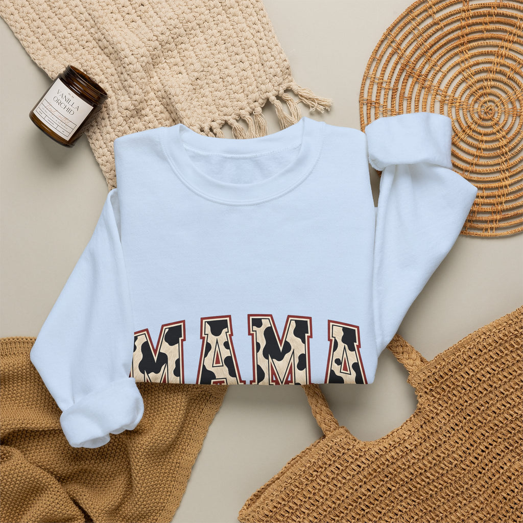 Cow Pattern Lettering Sweatshirt Mom Ranch Gift Women Farmhouse Sweatshirt Typography Sweatshirt Mother Enthusiast Rustic Sweatshirt Farm Graphic Vintage