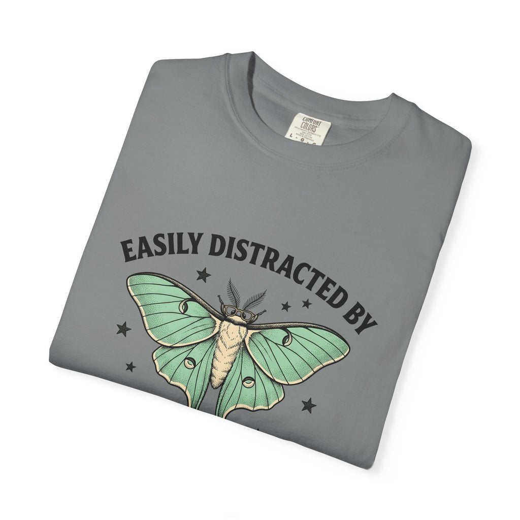 Luna Moth T-Shirt Funny Arthropod Gift Women Hand Painted T-Shirt Moth T-Shirt Humor Fan Hand Drawn T-Shirt Insect Graphic Cartoon Stars T-Shirt