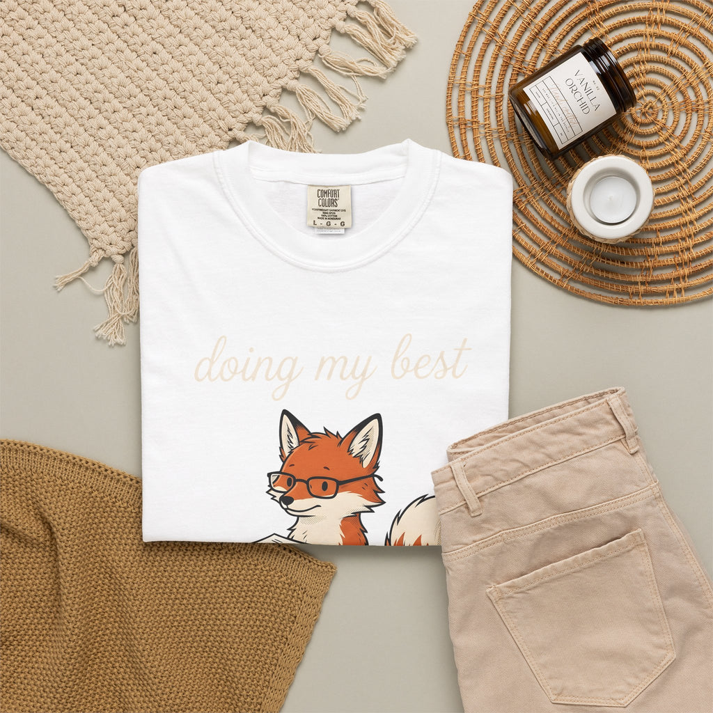 Fox Glasses T-Shirt Teacher Animal Gift Women Cute T-Shirt Spectacles T-Shirt Educator Enthusiast Adorable T-Shirt Wildlife Graphic Hand Drawn