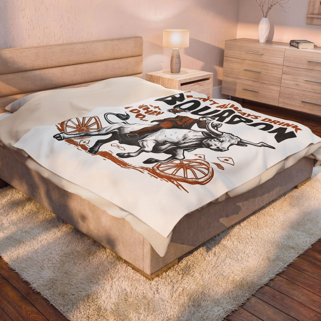 Bull Rider Blanket Funny Liquor Gift Women Hand Drawn Blanket Cowboy Blanket Humor Fan Illustrated Blanket Boozy Graphic Doodle Card Deck Blanket