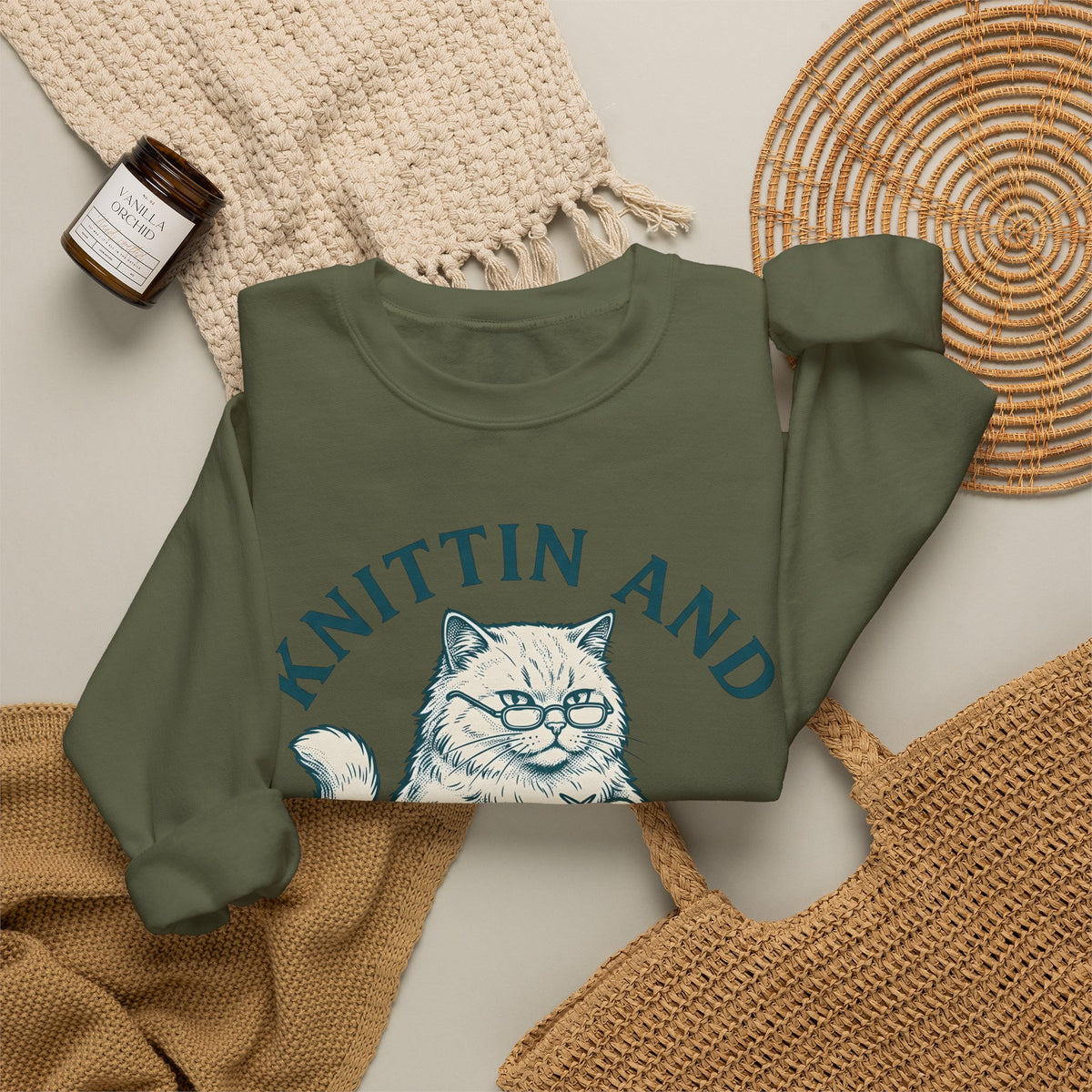 Kitten Crochet Sweatshirt Cat Craft Gift Women Sketch Sweatshirt Amigurumi Sweatshirt Cat Fan Crocheted Graphic Retro Wool Ball Sweatshirt