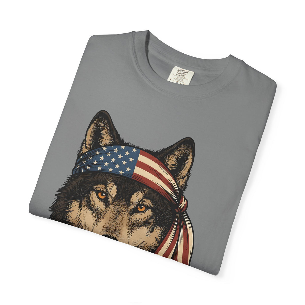 Wolf Face T-Shirt 4th Of July Wildlife Gift Women Retro T-Shirt Lupine T-Shirt Independence Day Fan Vintage T-Shirt Animal Graphic Sketch Flag