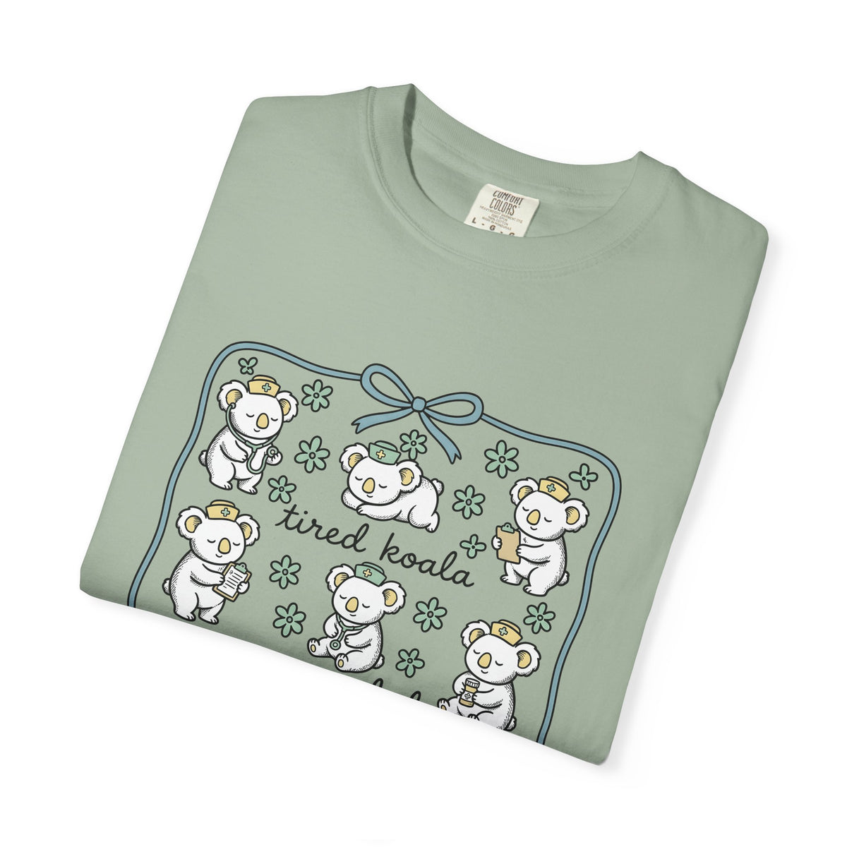 Medical Koala T-Shirt Nurses Fauna Gift Women Sweet T-Shirt Koala T-Shirt Nurse Enthusiast Cute T-Shirt Wildlife Graphic Doodle Florals T-Shirt