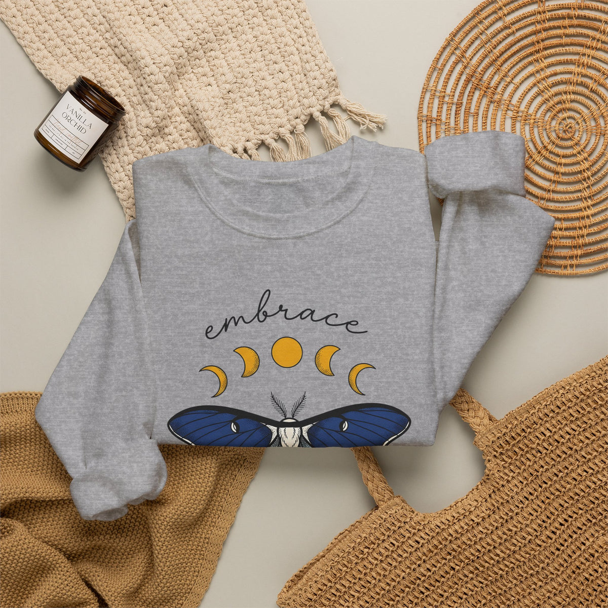 Luna Moth Sweatshirt Boho Chic Occult Gift Women Hippie Sweatshirt Actias Luna Sweatshirt Bohemian Enthusiast Psychedelic Sweatshirt Mystical Graphic Sleek
