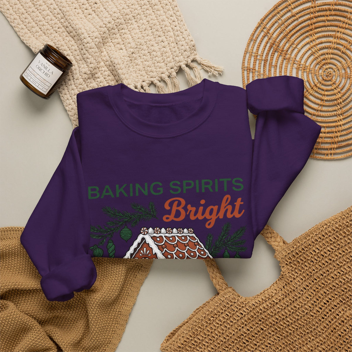 Gingerbread Cabin Sweatshirt Christmas Dessert Gift Women Cartoon Sweatshirt Gingerbread House Sweatshirt Xmas Fan Ginger Cartoon Sweatshirt Pastry Graphic