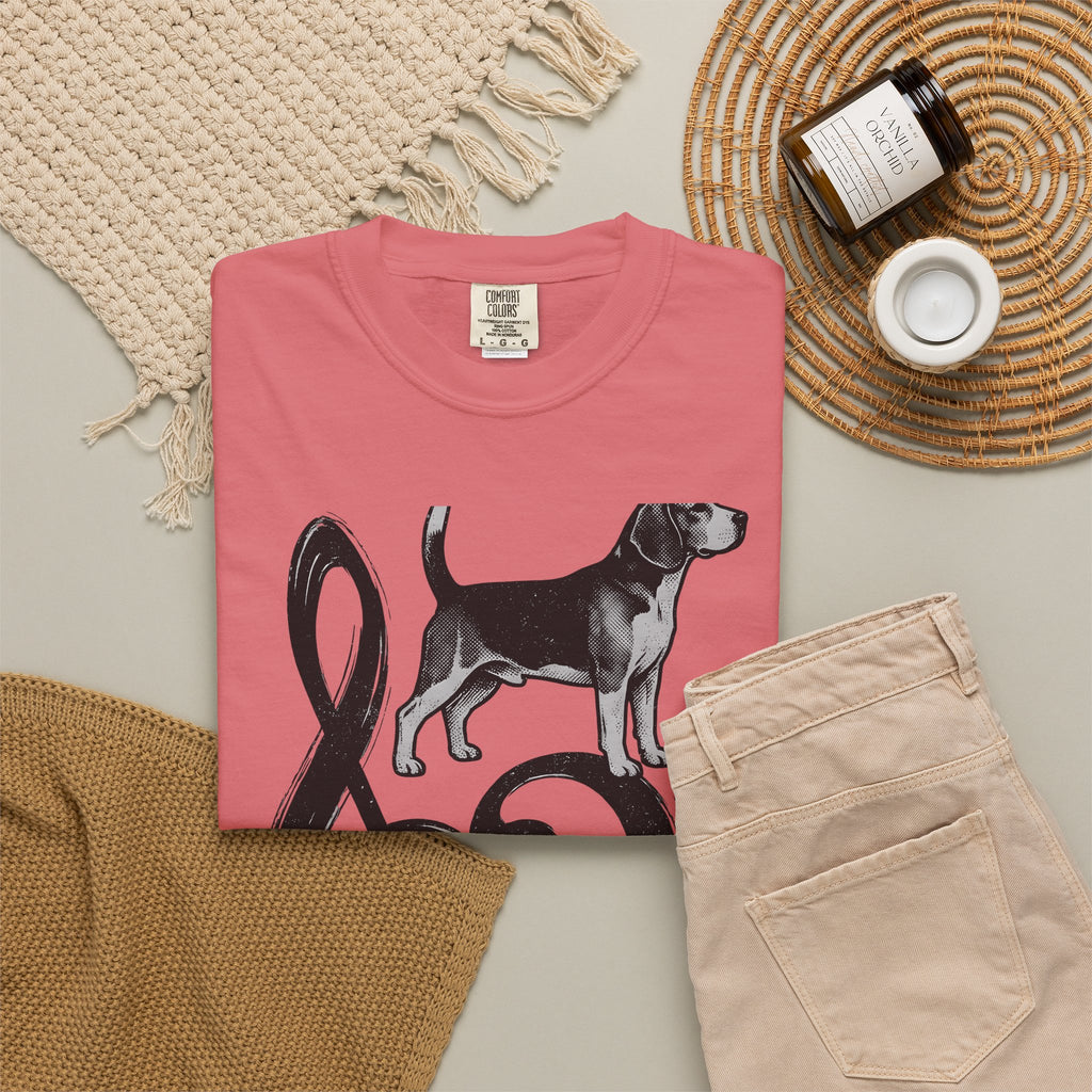 Beagle Pet T-Shirt Dog Sound Gift Women Classic T-Shirt Hound T-Shirt Dog Fan Puppy T-Shirt Music Graphic Doodle Note Symbols T-Shirt