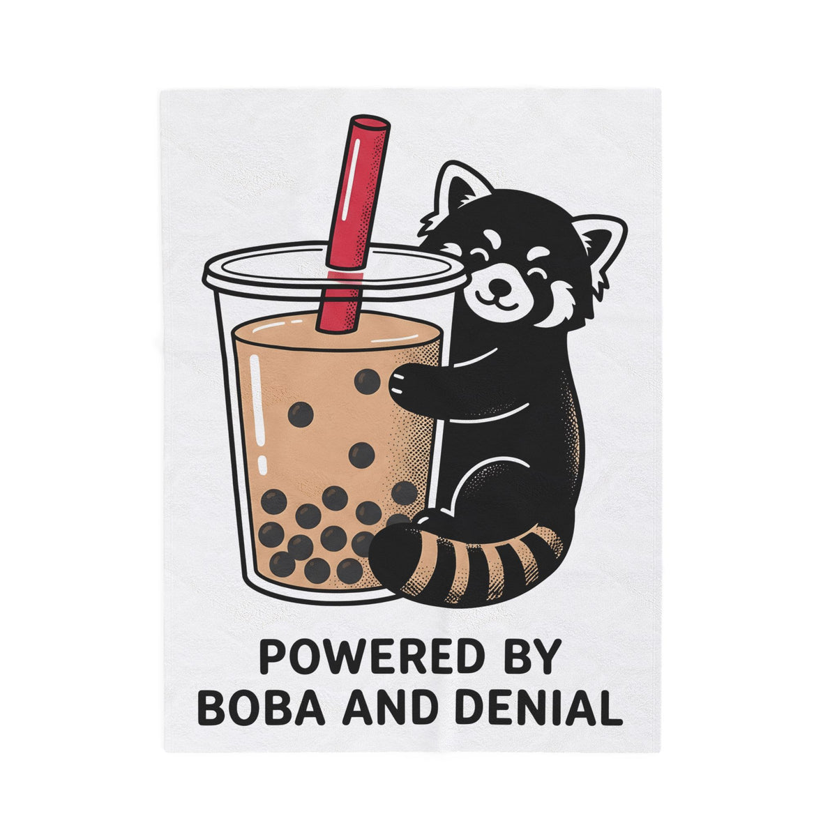 Red Panda Drink Blanket Boba Wildlife Gift Women Adorable Blanket Panda Drink Blanket Bubble Tea Fan Cute Blanket Animal Graphic Animated Milk Tea