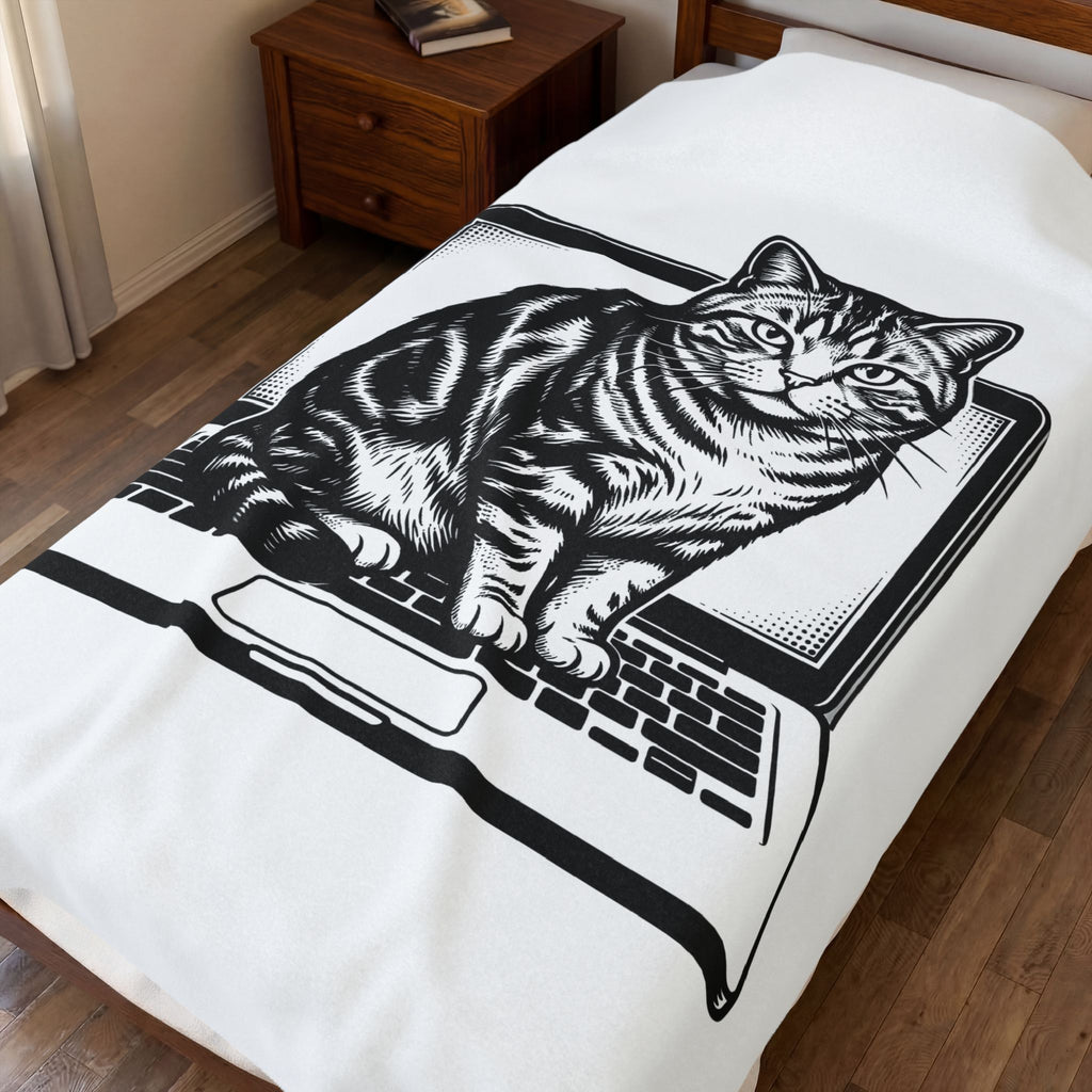Orange Cat Blanket Cat Gadgets Gift Women Classic Blanket Kitty Blanket Cat Fan Retro Blanket Tech Graphic Doodle Notebook Blanket