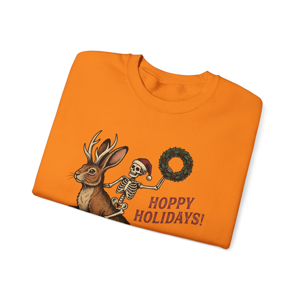 Jackalope Skull Sweatshirt Christmas Jokes Gift Women Antique Sweatshirt Rabbit Skull Sweatshirt Xmas Fan Vintage Sweatshirt Pun Graphic Doodle Circle Sweatshirt