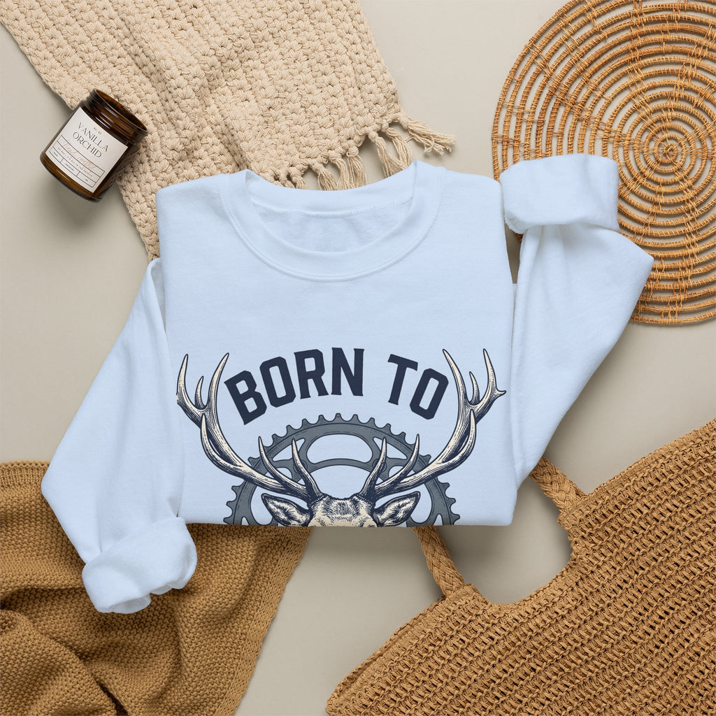 Deer Gear Cycling Nature Gift Vintage Hunting Cyclist Fan Retro Wilderness Hand Drawn Antlers Sweatshirt