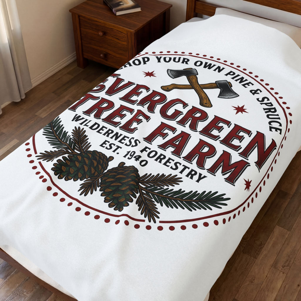 Pine Tree Farm Blanket Christmas Outdoors Gift Women Vintage Blanket Tree Farm Blanket Xmas Enthusiast Distressed Blanket Wilderness Graphic Retro