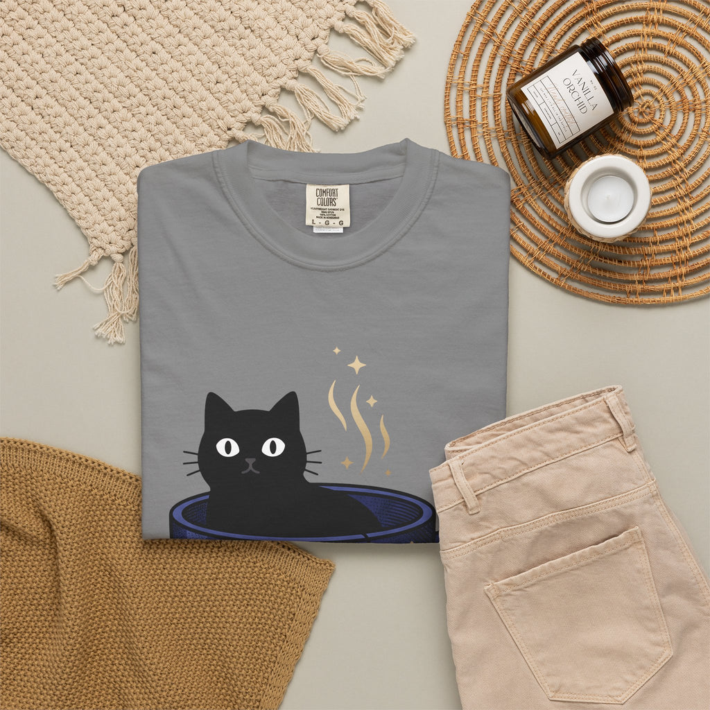 Black Feline Tea Cup T-Shirt Cat Gift Women Signs Gift Women Cute T-Shirt Cat T-Shirt T-Shirt Cat Fan Kitty T-Shirt Adorable T-Shirt Zodiac Graphic T-Shirt