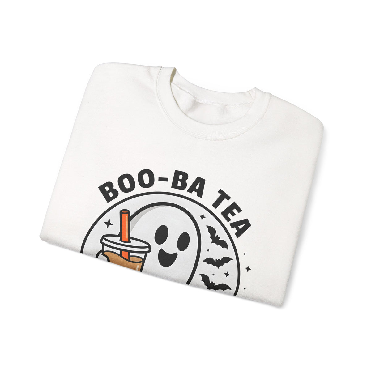 Ghost Bubble Tea Sweatshirt Halloween Cuisine Gift Women Charming Sweatshirt Boba Sweatshirt Halloween Fan Cute Sweatshirt Food Graphic Animated Bats
