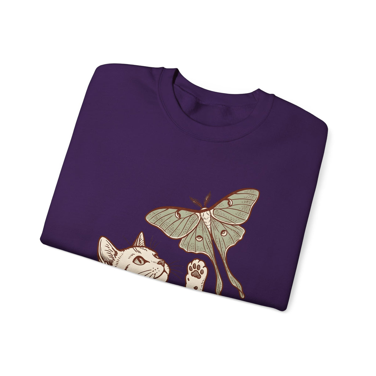 Kitten Moth Sweatshirt Cat Outdoors Gift Women Sketch Sweatshirt Kitten Sweatshirt Cat Fan Drawing Graphic Retro Leaf Sweatshirt