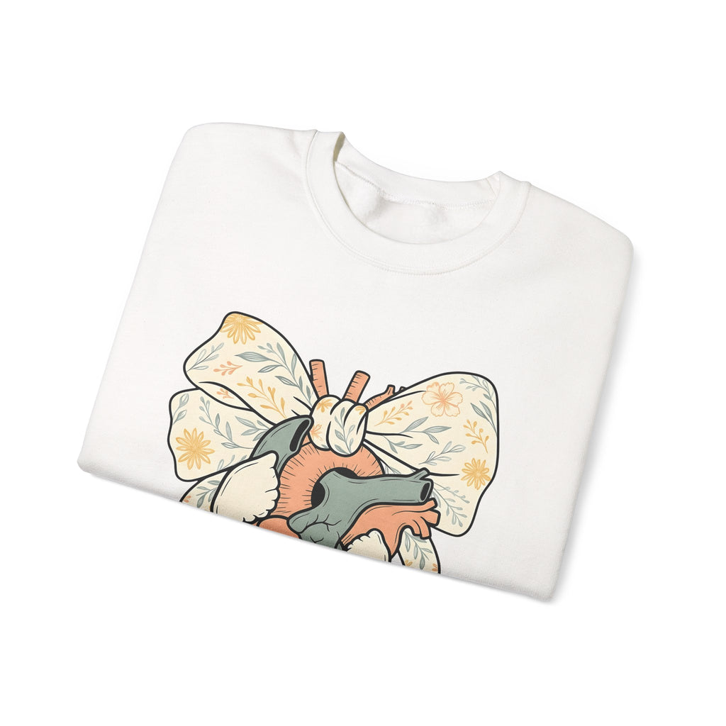 Realistic Heart Sweatshirt Nurses Medicine Gift Women Flower Sweatshirt Heart Sweatshirt Nurse Enthusiast Floral Sweatshirt Medical Graphic Classic Knot Sweatshirt