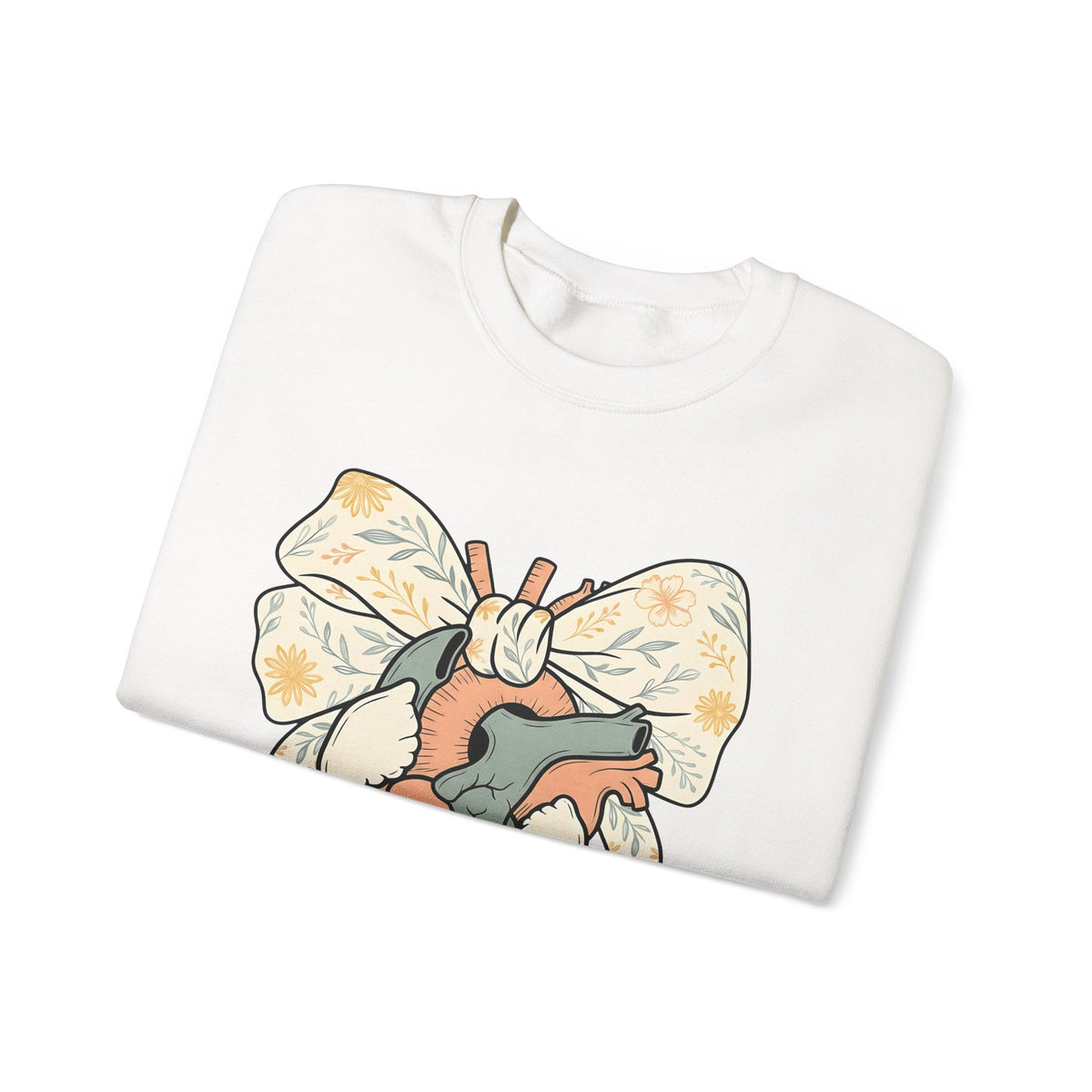 Realistic Heart Sweatshirt Nurses Medicine Gift Women Flower Sweatshirt Heart Sweatshirt Nurse Enthusiast Floral Sweatshirt Medical Graphic Classic Knot Sweatshirt