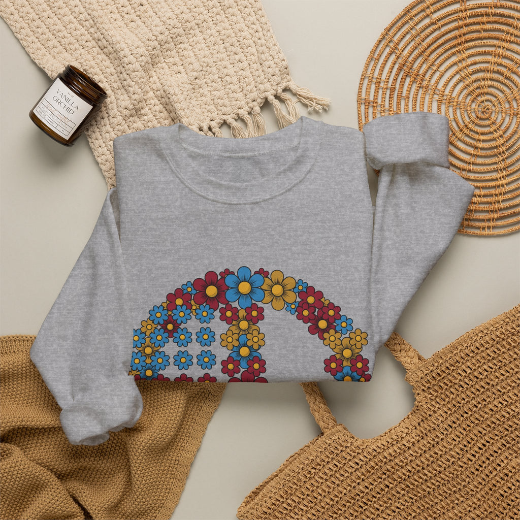 Peace Symbol Flower Sweatshirt N Symbol Gift Women Hippie Sweatshirt Peace Sign Sweatshirt Nature Enthusiast Bohemian Sweatshirt Iconic Graphic Retro Chamomile