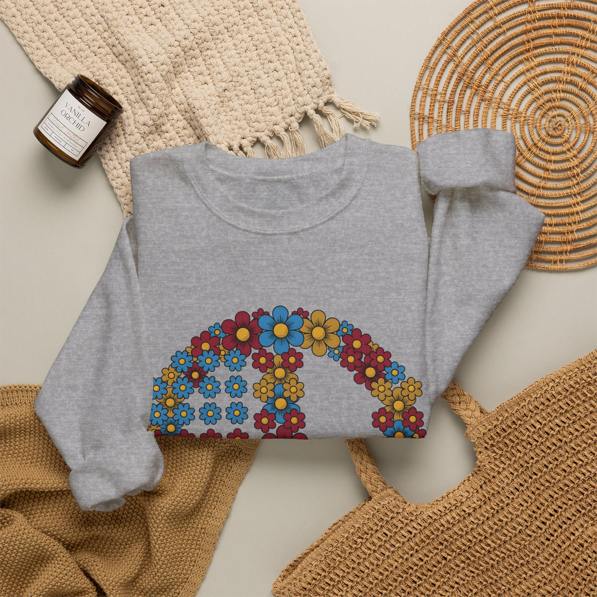 Peace Symbol Flower Sweatshirt N Symbol Gift Women Hippie Sweatshirt Peace Sign Sweatshirt Nature Enthusiast Bohemian Sweatshirt Iconic Graphic Retro Chamomile