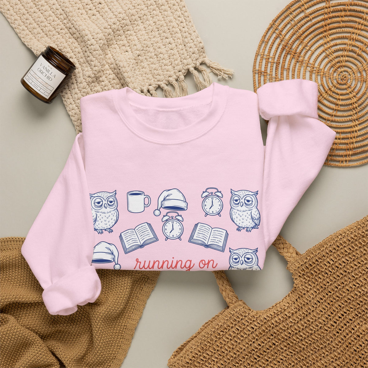 Sleepy Owl Sweatshirt Mom Book Gift Women Hand Drawn Sweatshirt Owl Sweatshirt Mother Fan Owl Sweatshirt Bibliophile Graphic Doodle Coffee Sweatshirt Sweatshirt