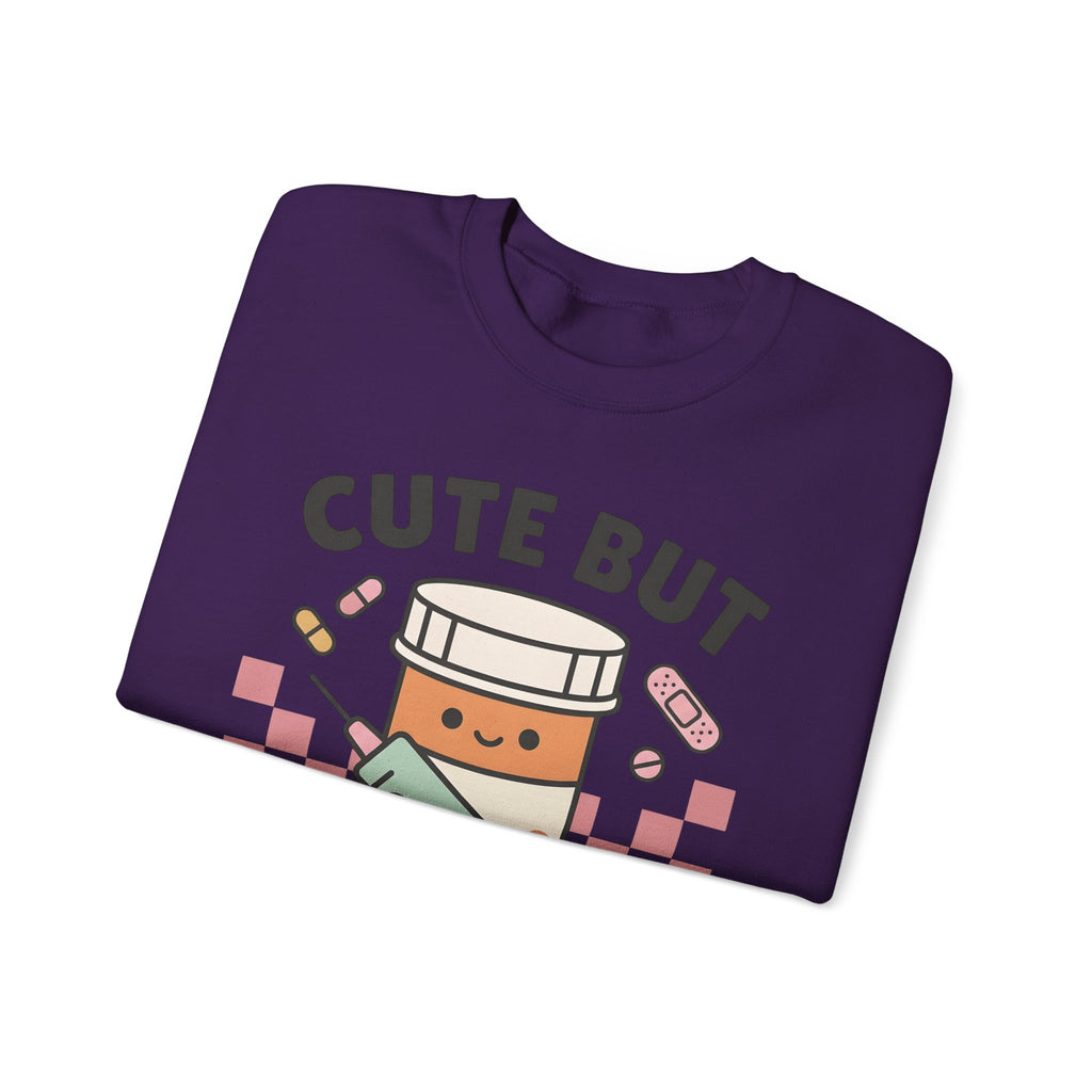 Pill Bottle Syringe Sweatshirt Nurses Medical Gift Women Kawaii Sweatshirt Medication Sweatshirt Nurse Enthusiast Cute Sweatshirt Healthcare Graphic Cartoon