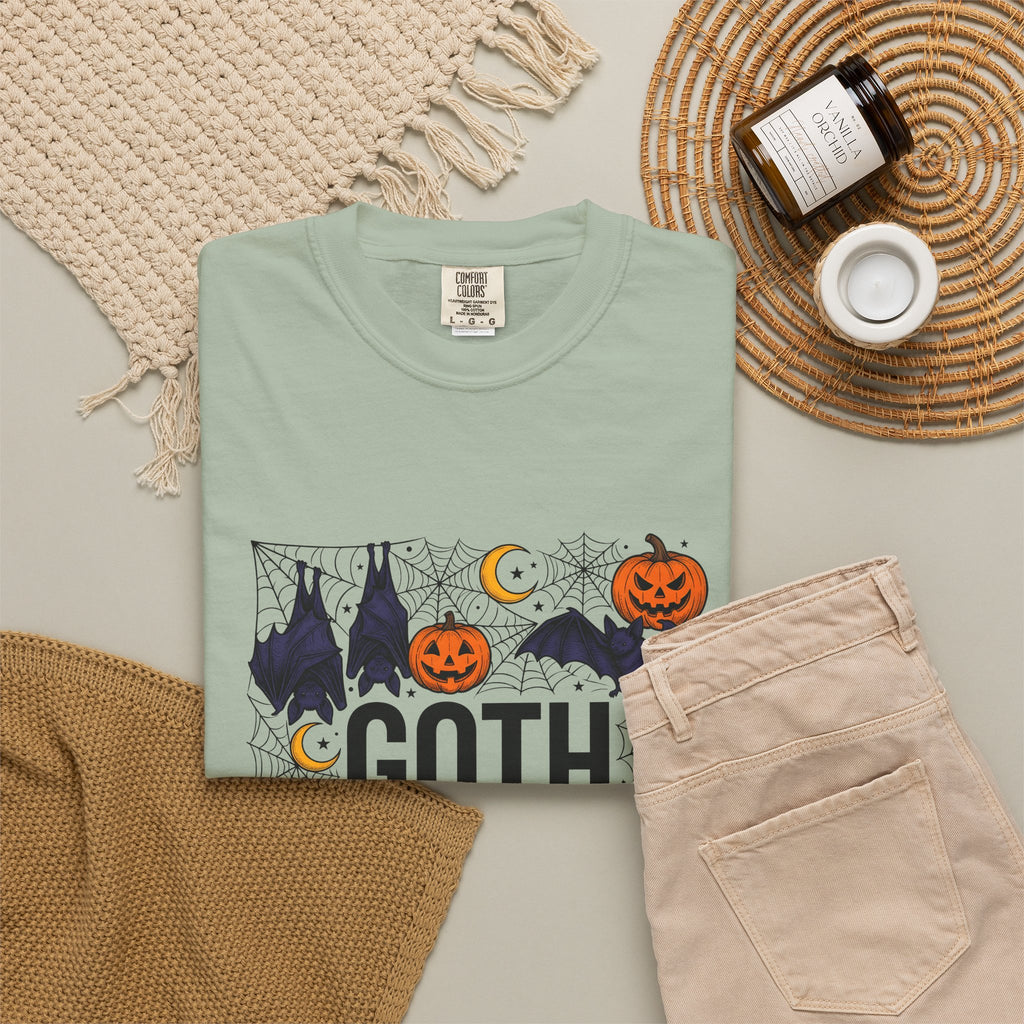 Vampire Pumpkin Goth Autumn Gift Horror Bloodsucking Dark Fan Macabre Fall Hand Drawn Webbing T-Shirt