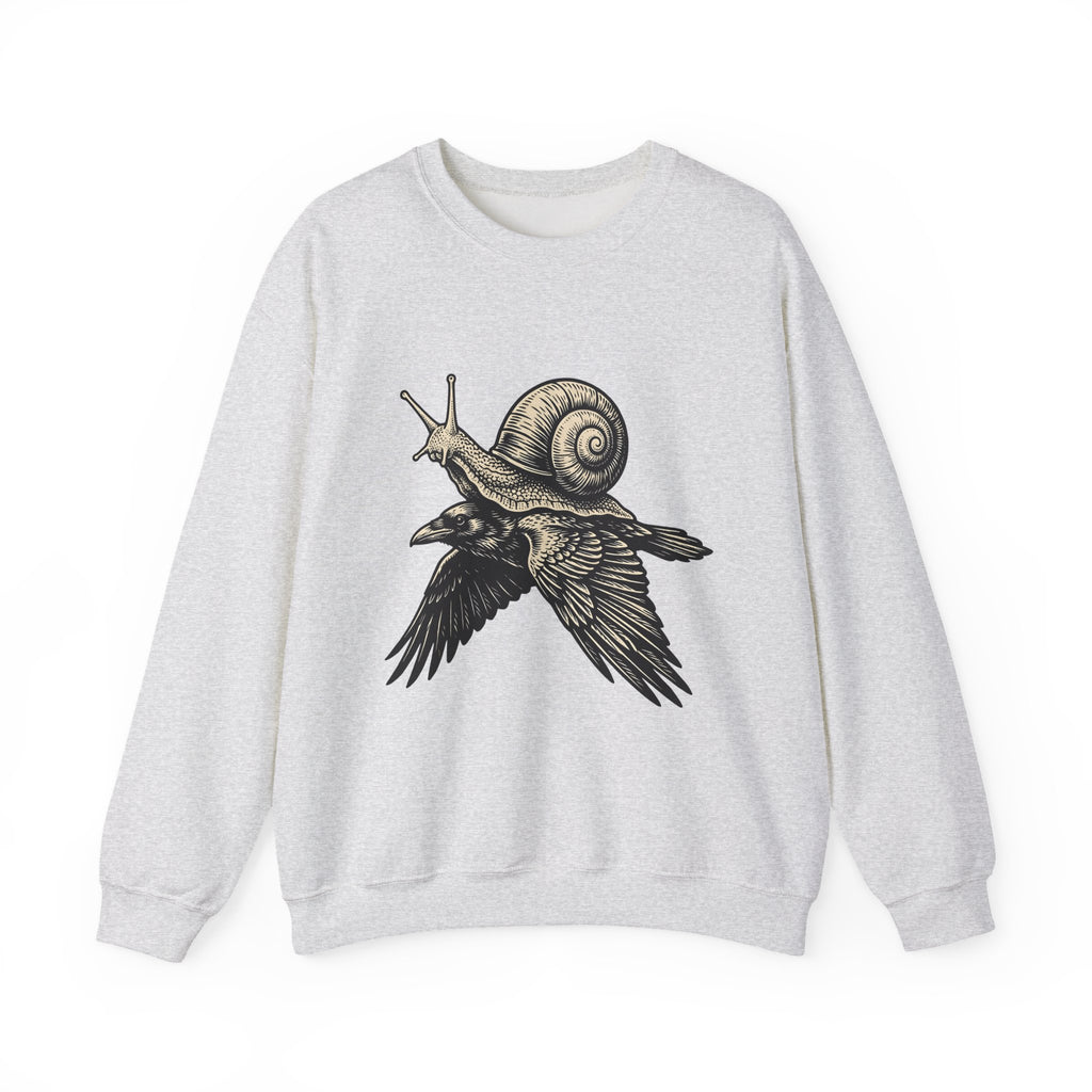 Slug Raven Sweatshirt Funny Wildlife Gift Women Classic Sweatshirt Raven Sweatshirt Humor Fan Vintage Sweatshirt Animal Graphic Doodle Wings Sweatshirt